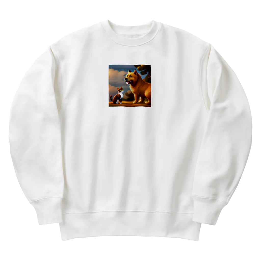 Send8の猫と犬の友情劇 Heavyweight Crew Neck Sweatshirt