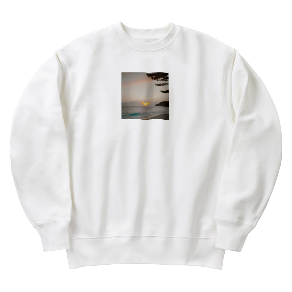 持続可能なサプライショップの海と夕日 Heavyweight Crew Neck Sweatshirt