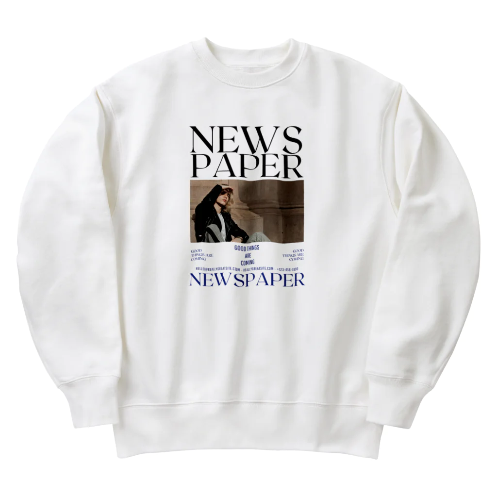 show.のNEWS PAPER Heavyweight Crew Neck Sweatshirt