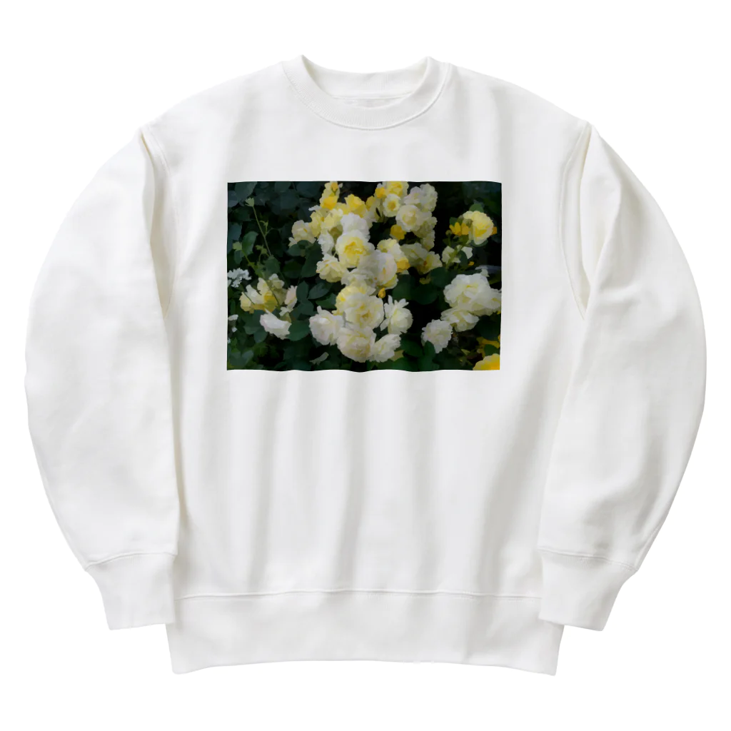 bitpiyoの黄色い薔薇の花 Heavyweight Crew Neck Sweatshirt