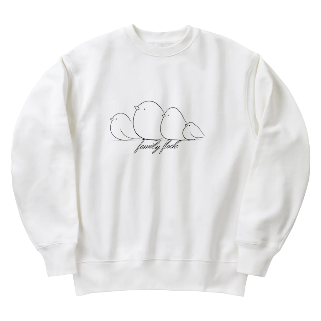 more_moreの4匹家族シマエナガ Heavyweight Crew Neck Sweatshirt