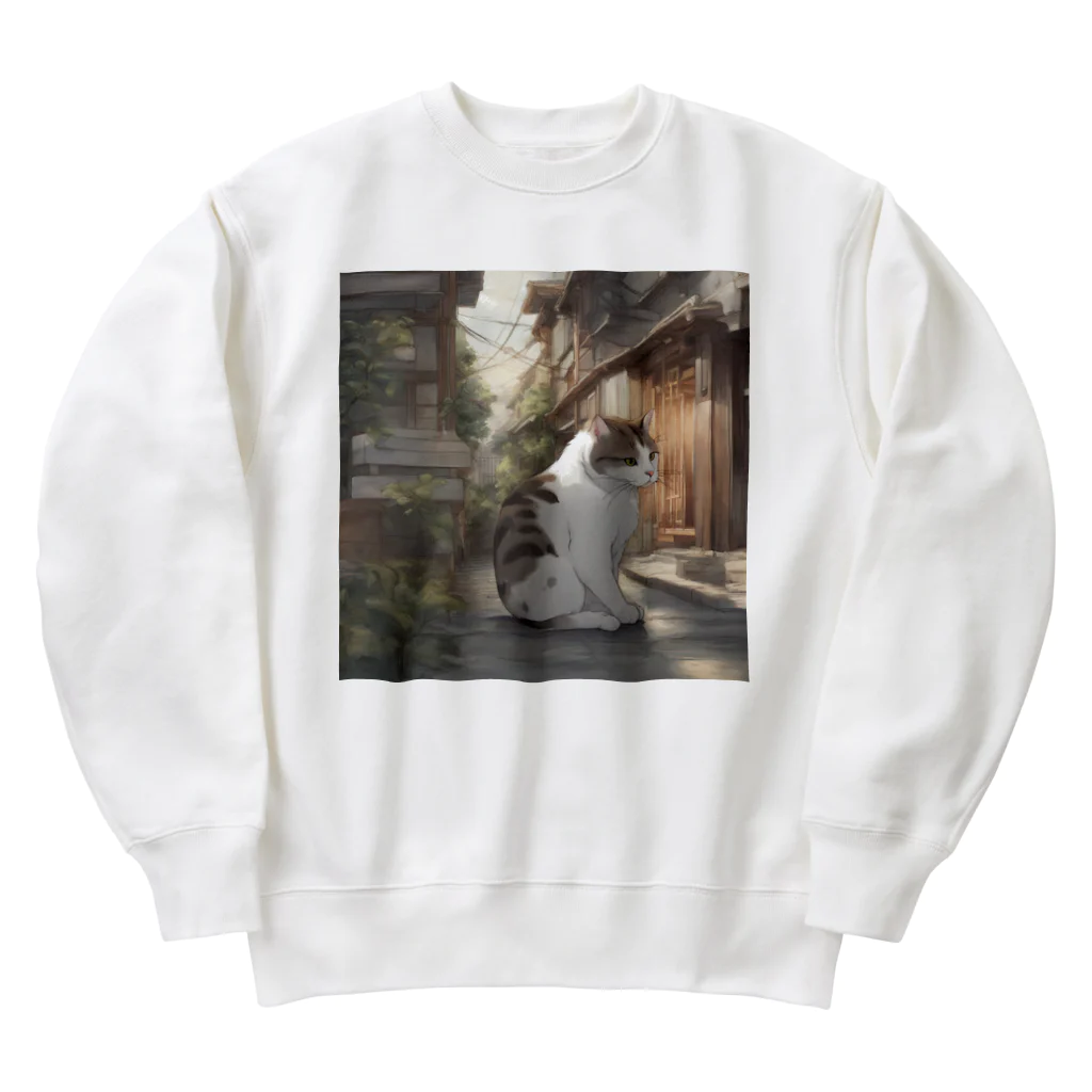 猫専門店　まるまるねこの懐かしい雰囲気に包まれた猫のアートプリント Heavyweight Crew Neck Sweatshirt