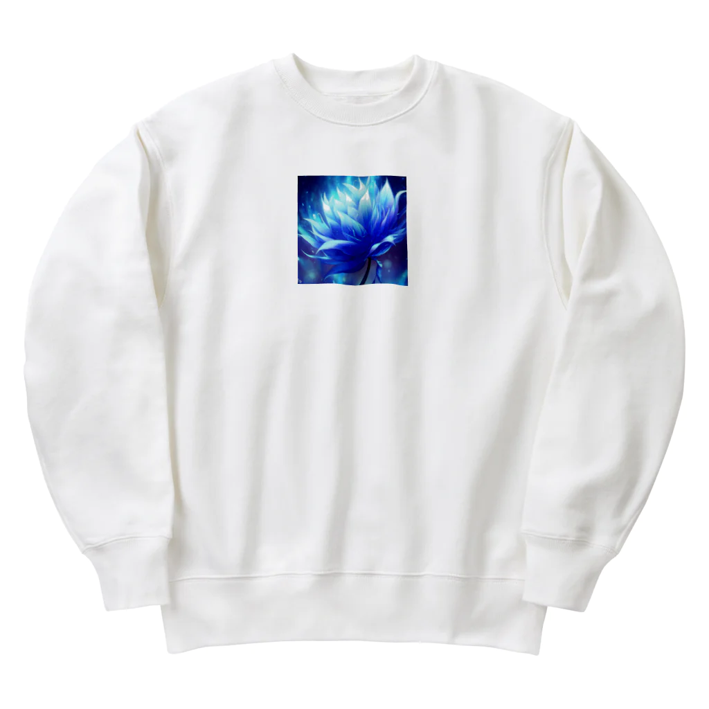 まよの幻想的なブルーフラワー Heavyweight Crew Neck Sweatshirt