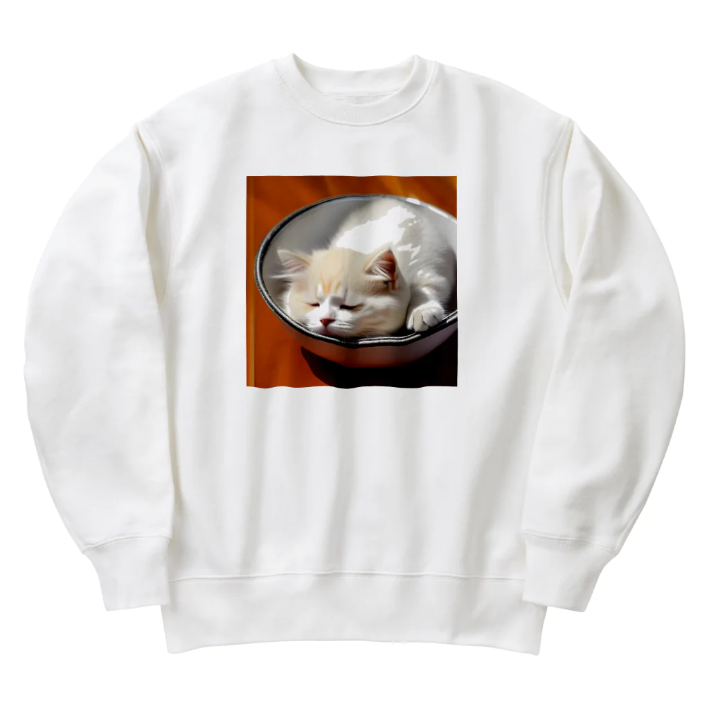 marusheのブサカワ猫のネコどんぶり Heavyweight Crew Neck Sweatshirt