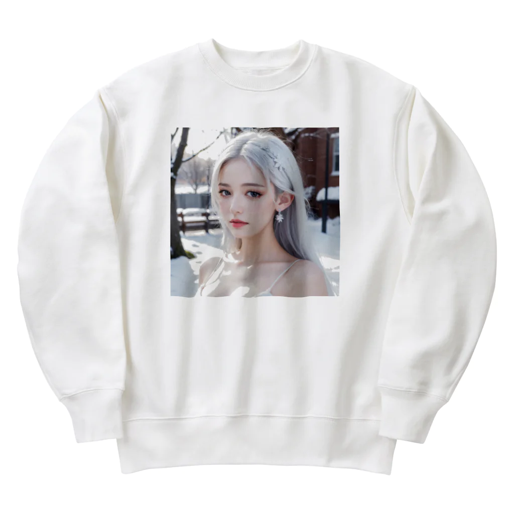 AI goddessの日本の冬・山奥に住む女性 Heavyweight Crew Neck Sweatshirt