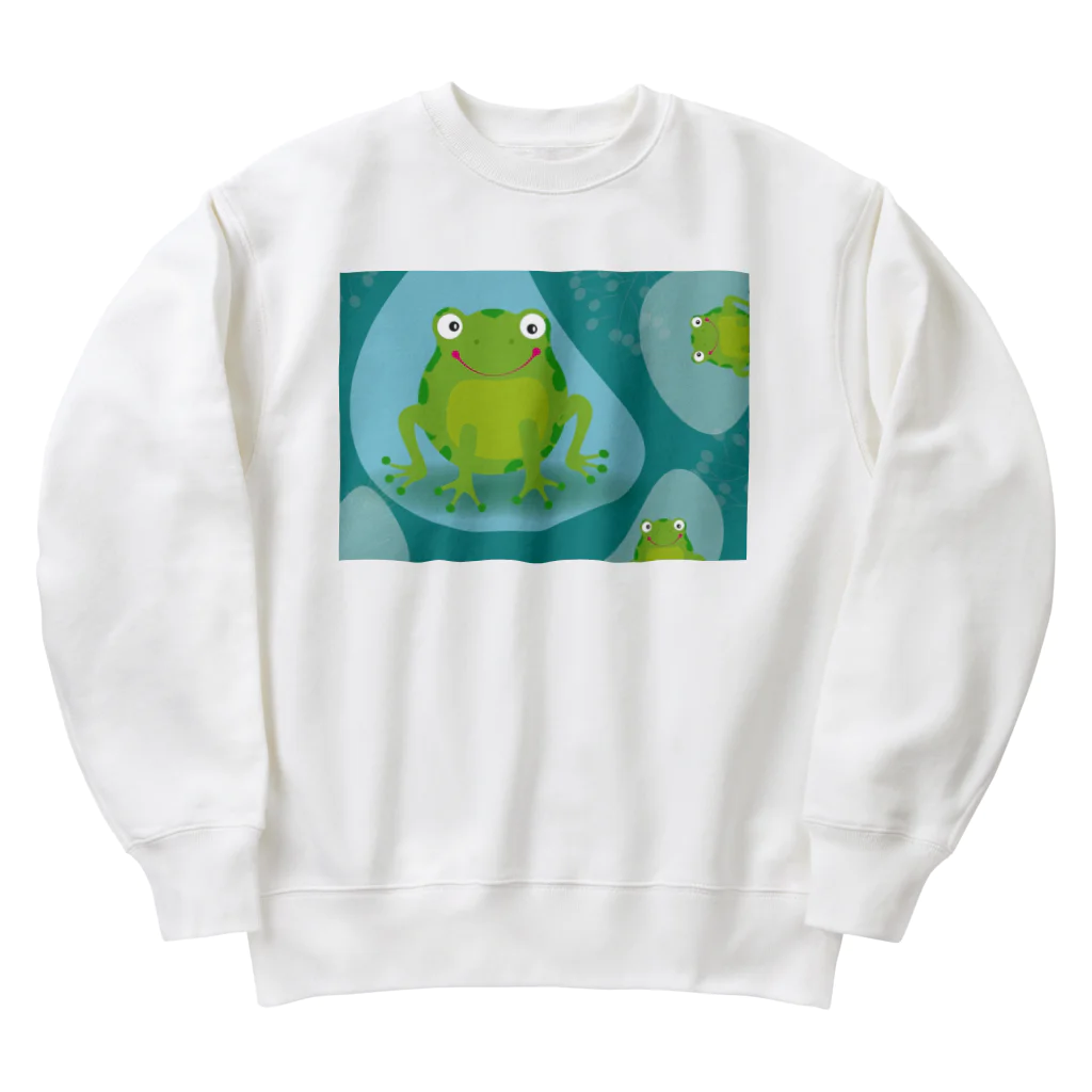 mumusのかえるのイラストグッズ Heavyweight Crew Neck Sweatshirt