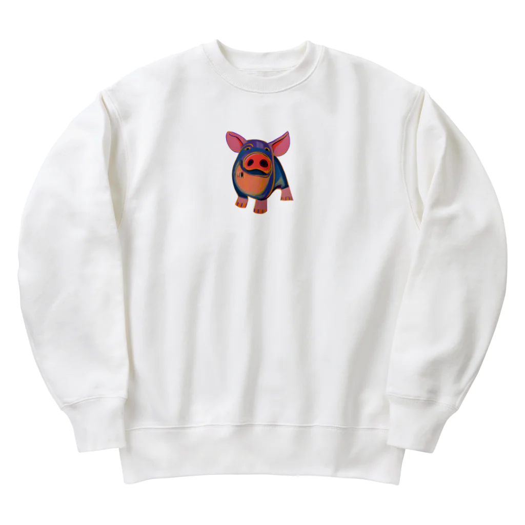 takuchan-の叫ぶ豚君 水彩画風 Heavyweight Crew Neck Sweatshirt