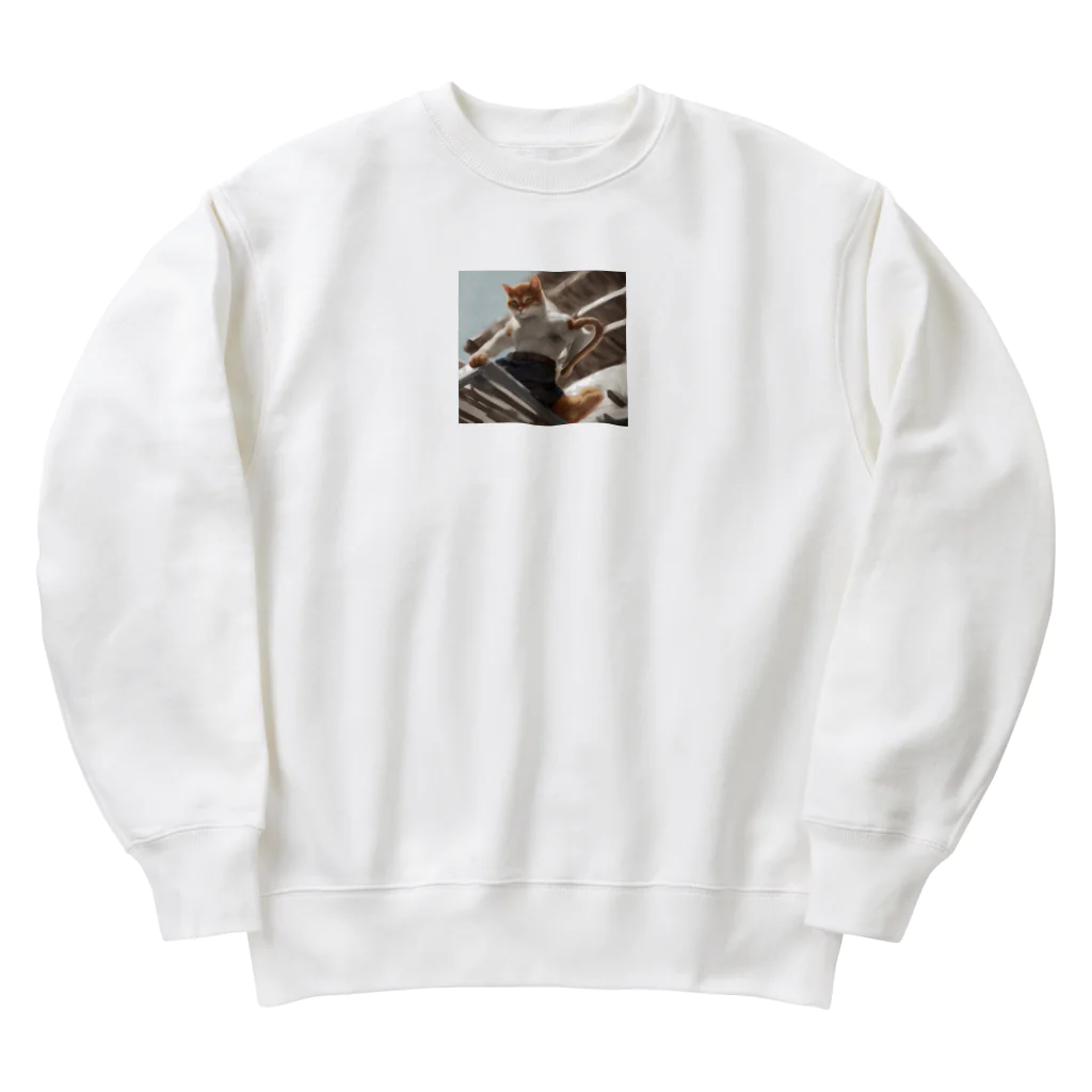 TAIYO 猫好きの躍動感あふれる猫 Heavyweight Crew Neck Sweatshirt