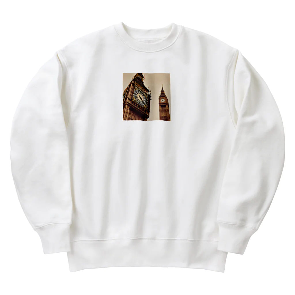 K-K123456のレトロなビックベンのイラストグッズ Heavyweight Crew Neck Sweatshirt