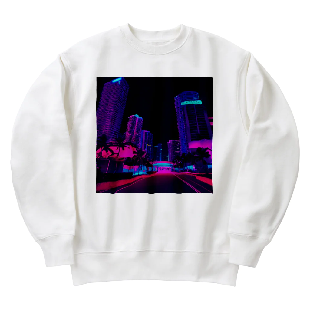 PCFTのネオン風都市 Heavyweight Crew Neck Sweatshirt