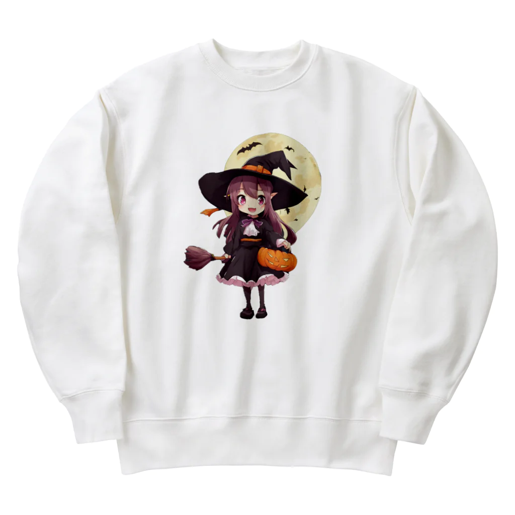 AIデザイングッズ販売　Akiba-treasure（アキバトレジャー）のハロウィン　魔女っ子　リコちゃん Heavyweight Crew Neck Sweatshirt