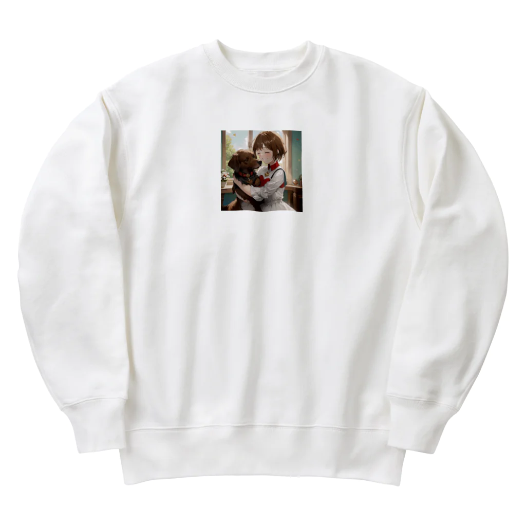 フウマショプの少女と愛犬 Heavyweight Crew Neck Sweatshirt