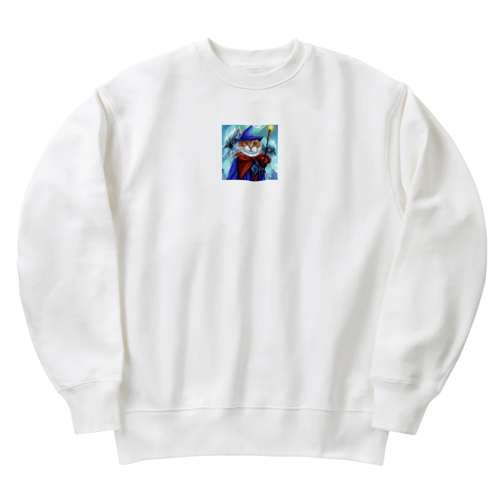 まさのお店の魔法使いの猫 Heavyweight Crew Neck Sweatshirt