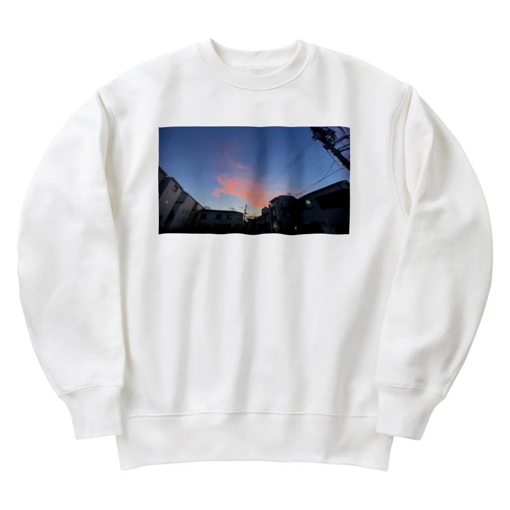 マツリのフォトショップの夕闇と夜空 Heavyweight Crew Neck Sweatshirt