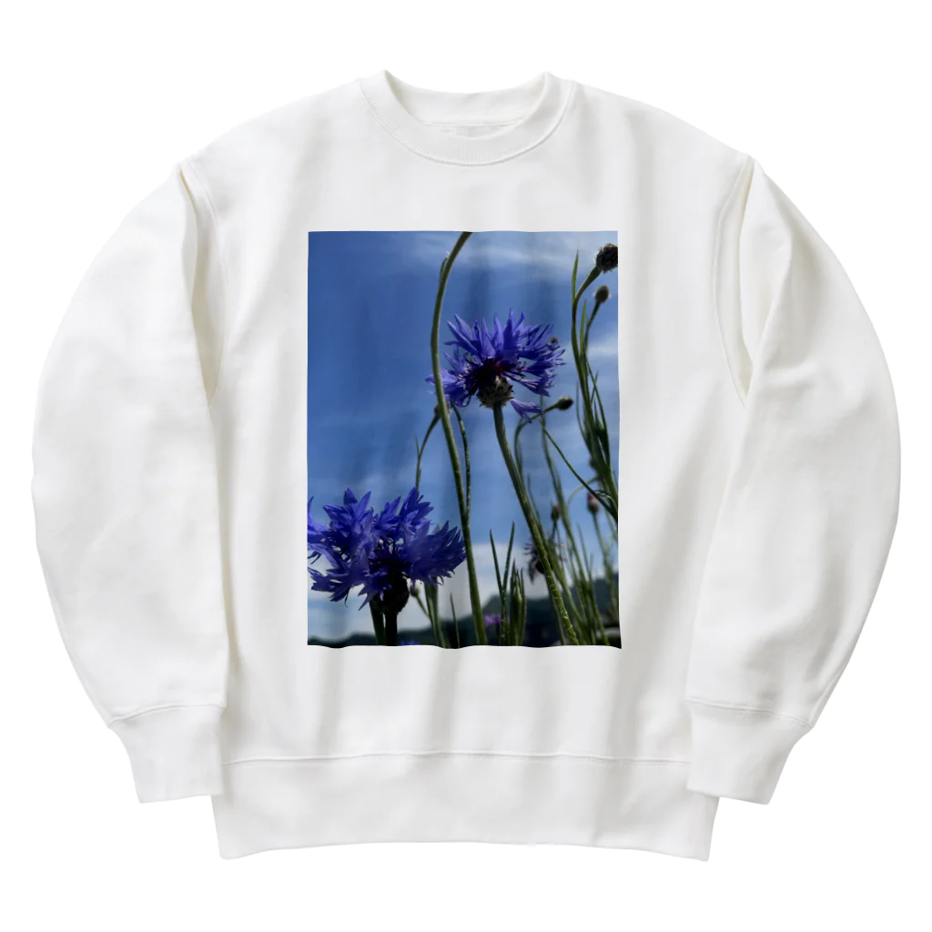 マツリのフォトショップの矢車草　青紫 Heavyweight Crew Neck Sweatshirt