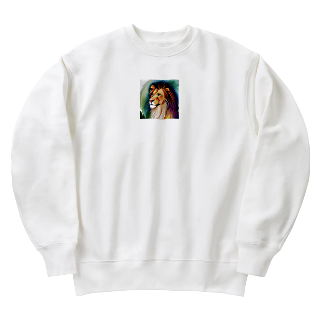 animals lovingのライオン水彩画4 Heavyweight Crew Neck Sweatshirt