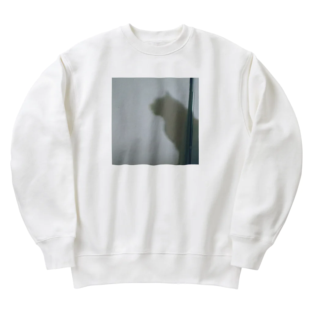 狸の信楽焼の影猫 Heavyweight Crew Neck Sweatshirt