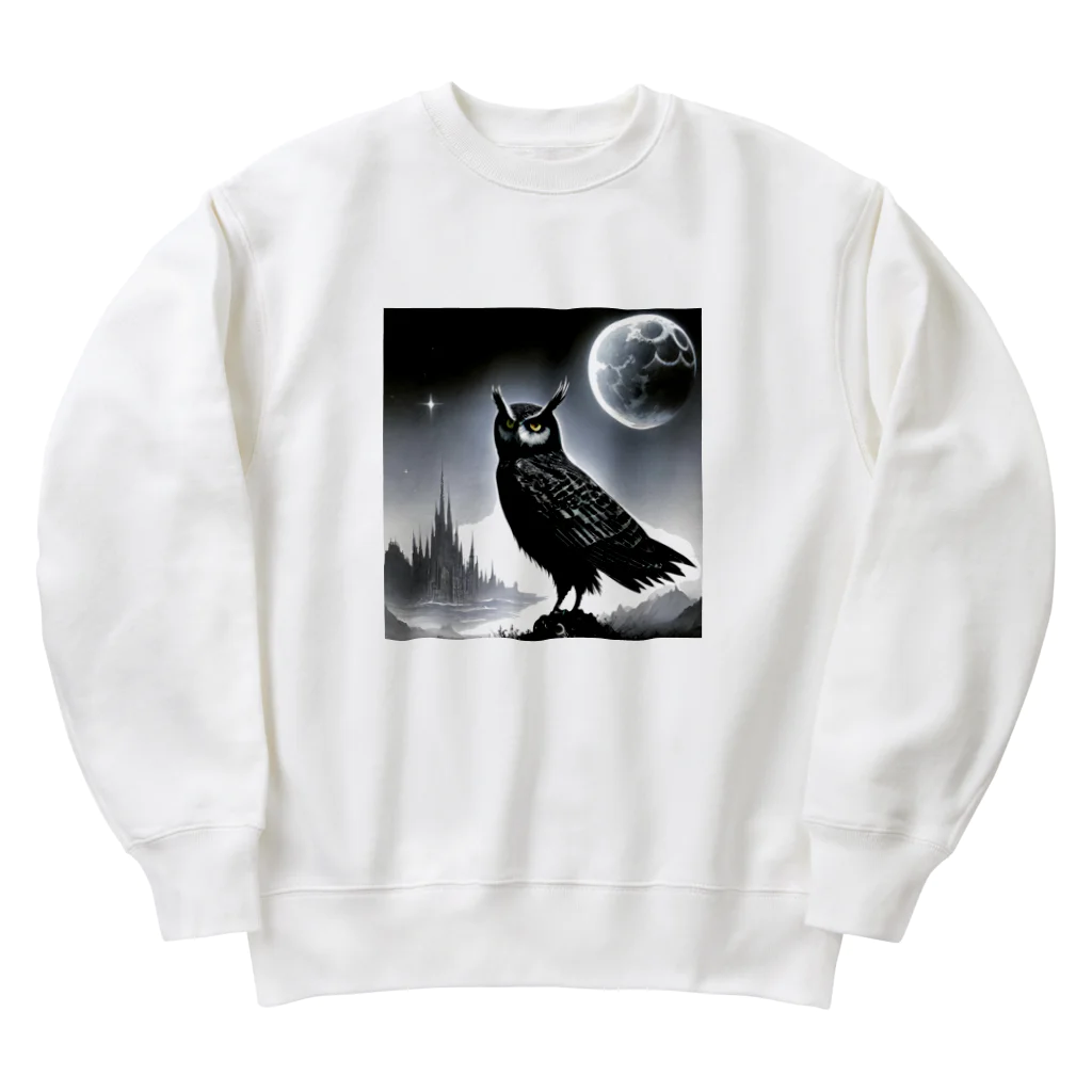 ビビりちゃんの夜の月 Heavyweight Crew Neck Sweatshirt