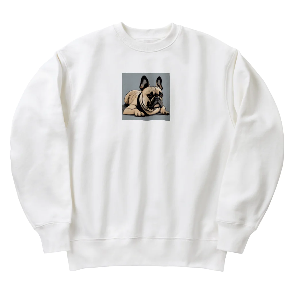 smile_happyのfrench bulldog Heavyweight Crew Neck Sweatshirt