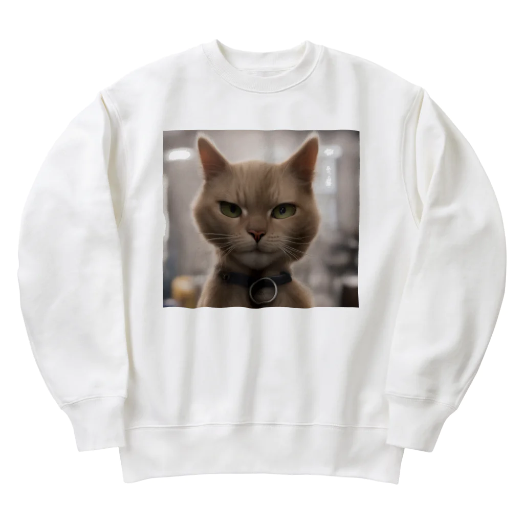 TAIYO 猫好きのビックフォト茶虎模様猫 Heavyweight Crew Neck Sweatshirt