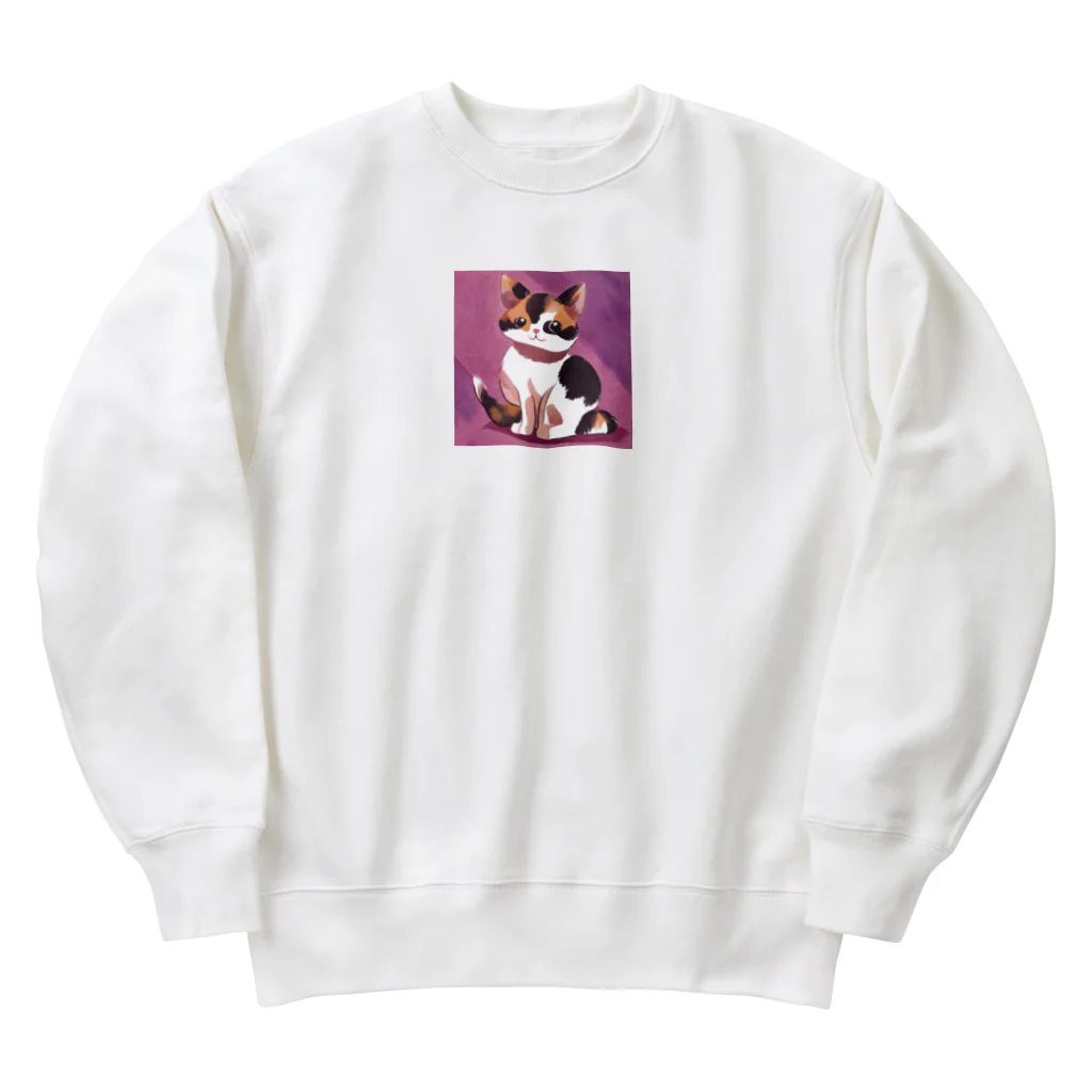 teru011のかわいい　三毛猫　グッズ Heavyweight Crew Neck Sweatshirt