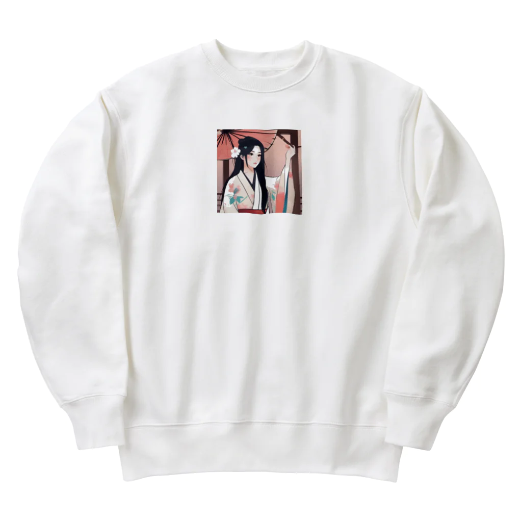 ワンダーワールド・ワンストップの浴衣を着た黑髪ロングヘアの綺麗な女性⑨ Heavyweight Crew Neck Sweatshirt