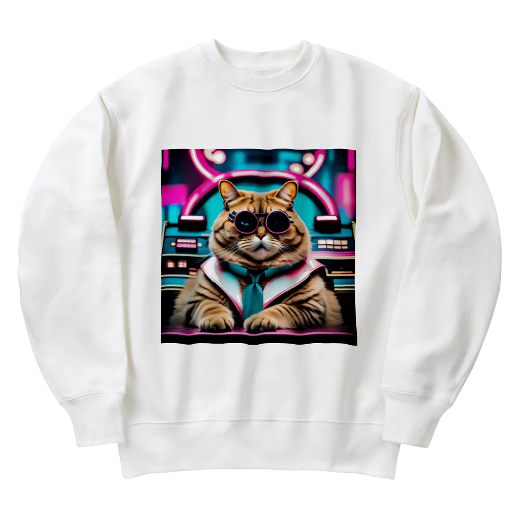 aoking_の近未来猫 Heavyweight Crew Neck Sweatshirt