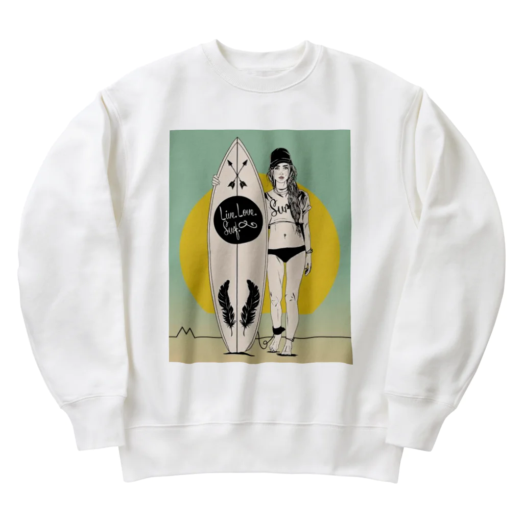 ファンタジスターのサーファーのさりちゃん Heavyweight Crew Neck Sweatshirt