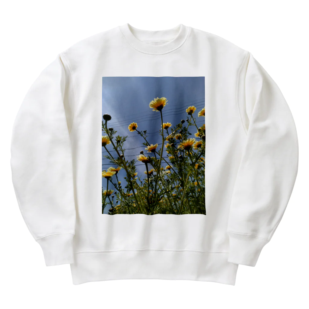 MMの黄色い春菊の花 Heavyweight Crew Neck Sweatshirt