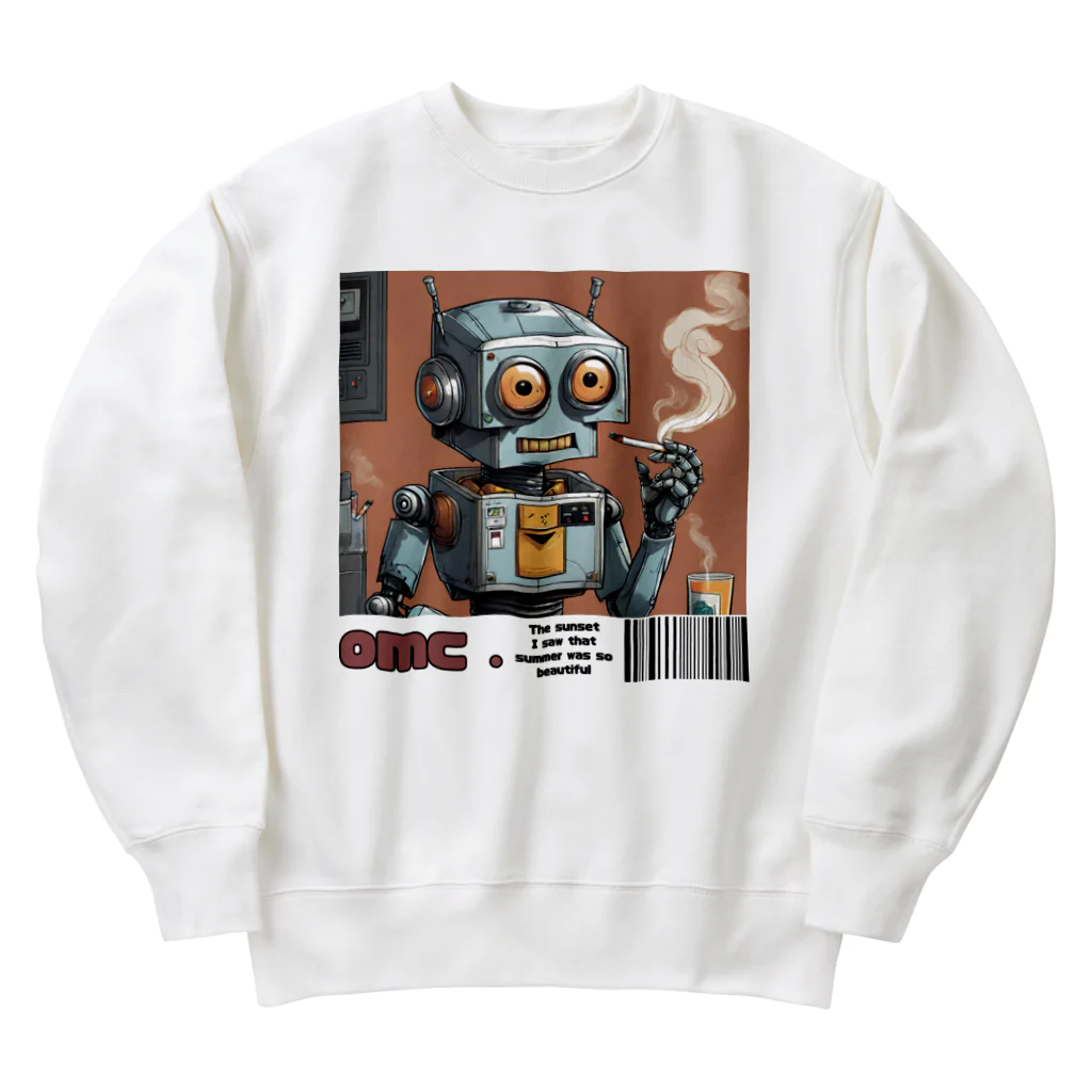 おもちショップの一服ロボくん Heavyweight Crew Neck Sweatshirt