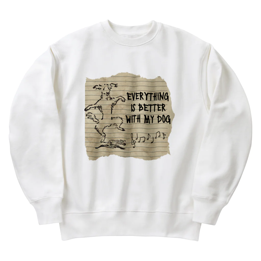 わんだーぱうだーの愛犬と一緒なら全てがよくなります！ Heavyweight Crew Neck Sweatshirt