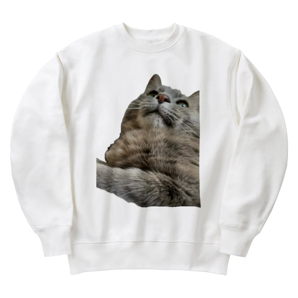 グレージュ猫ロッタン🐈‍⬛のよそ見ロッタン Heavyweight Crew Neck Sweatshirt