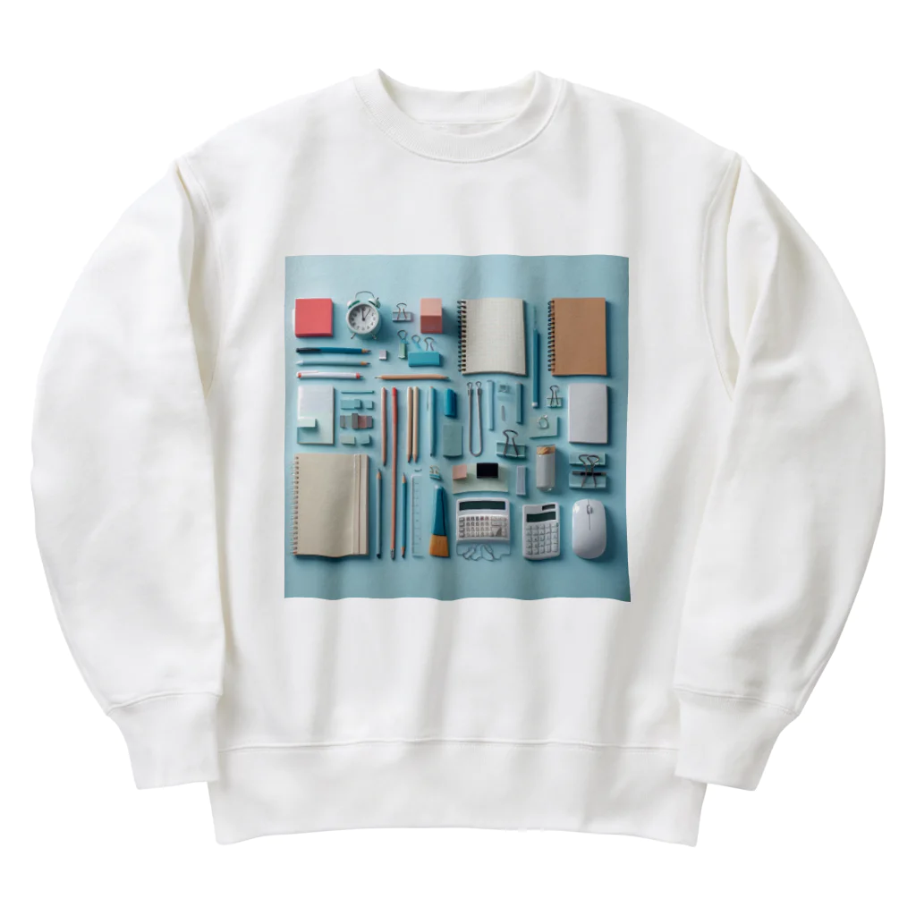 Lock-onの文房具大好き❤青色03 Heavyweight Crew Neck Sweatshirt