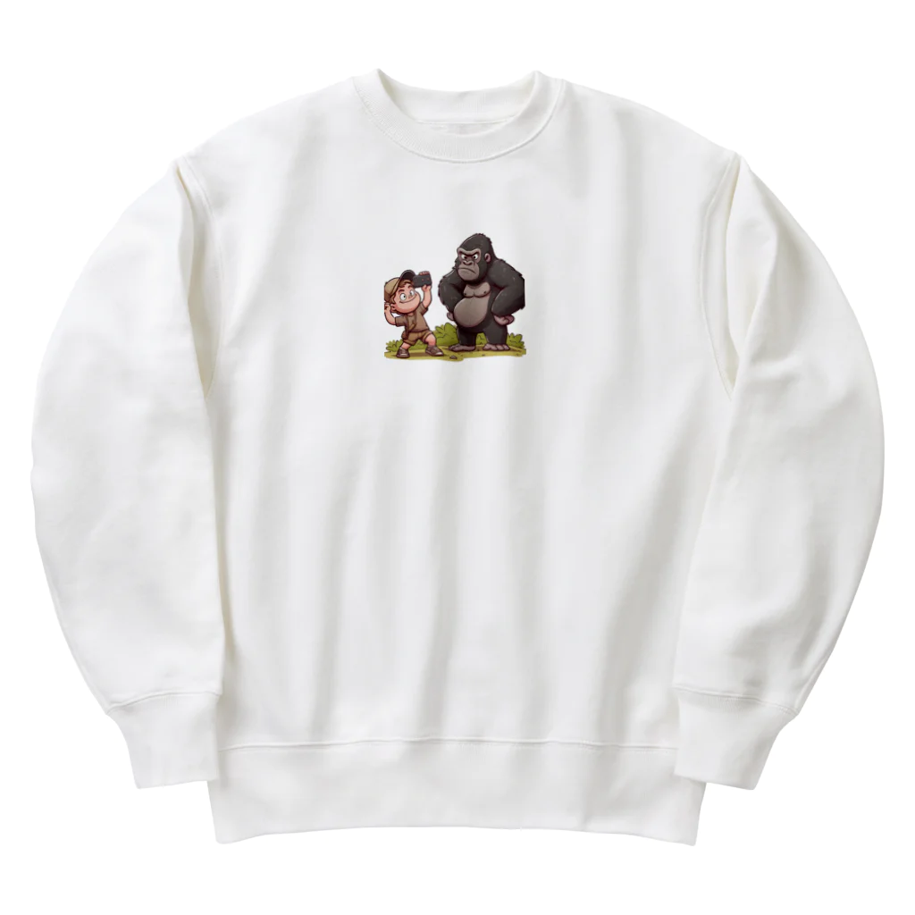 Innovat-Leapの子どもがゴリラを撮影 Heavyweight Crew Neck Sweatshirt