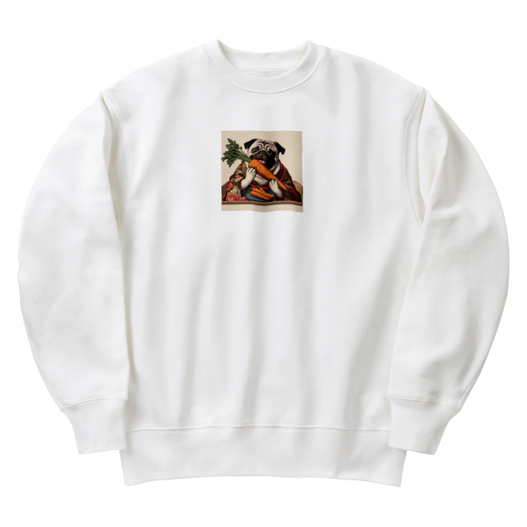 sa_ttyonnのにんじんを持つ パグ Heavyweight Crew Neck Sweatshirt