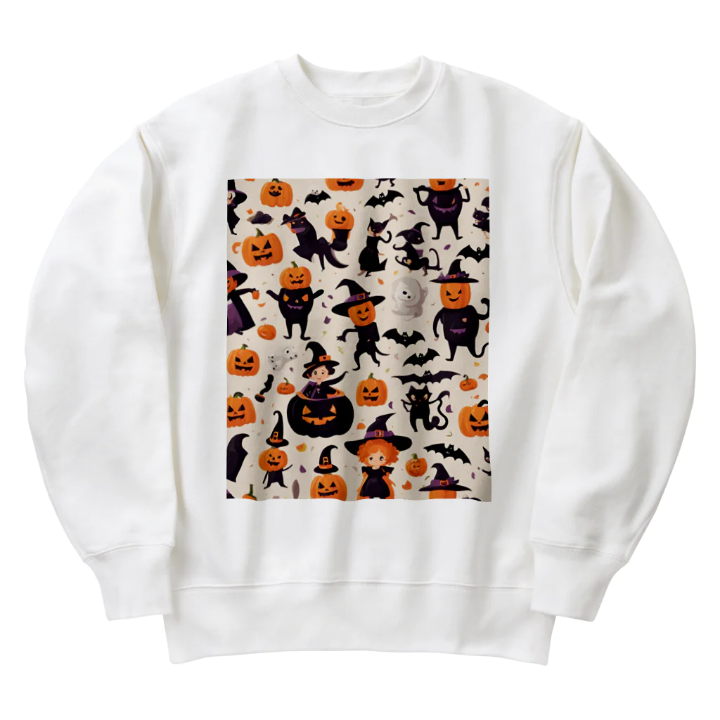 ワンダーワールド・ワンストップのたくさんのかわいいハロウィーンキャラクター Heavyweight Crew Neck Sweatshirt