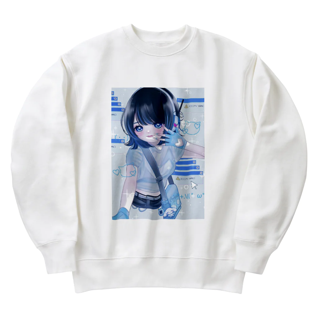 はるくも☁の水色サイバー女子 Heavyweight Crew Neck Sweatshirt