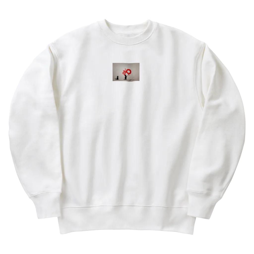 shiba9のバンクシー風　猫のらくがき Heavyweight Crew Neck Sweatshirt