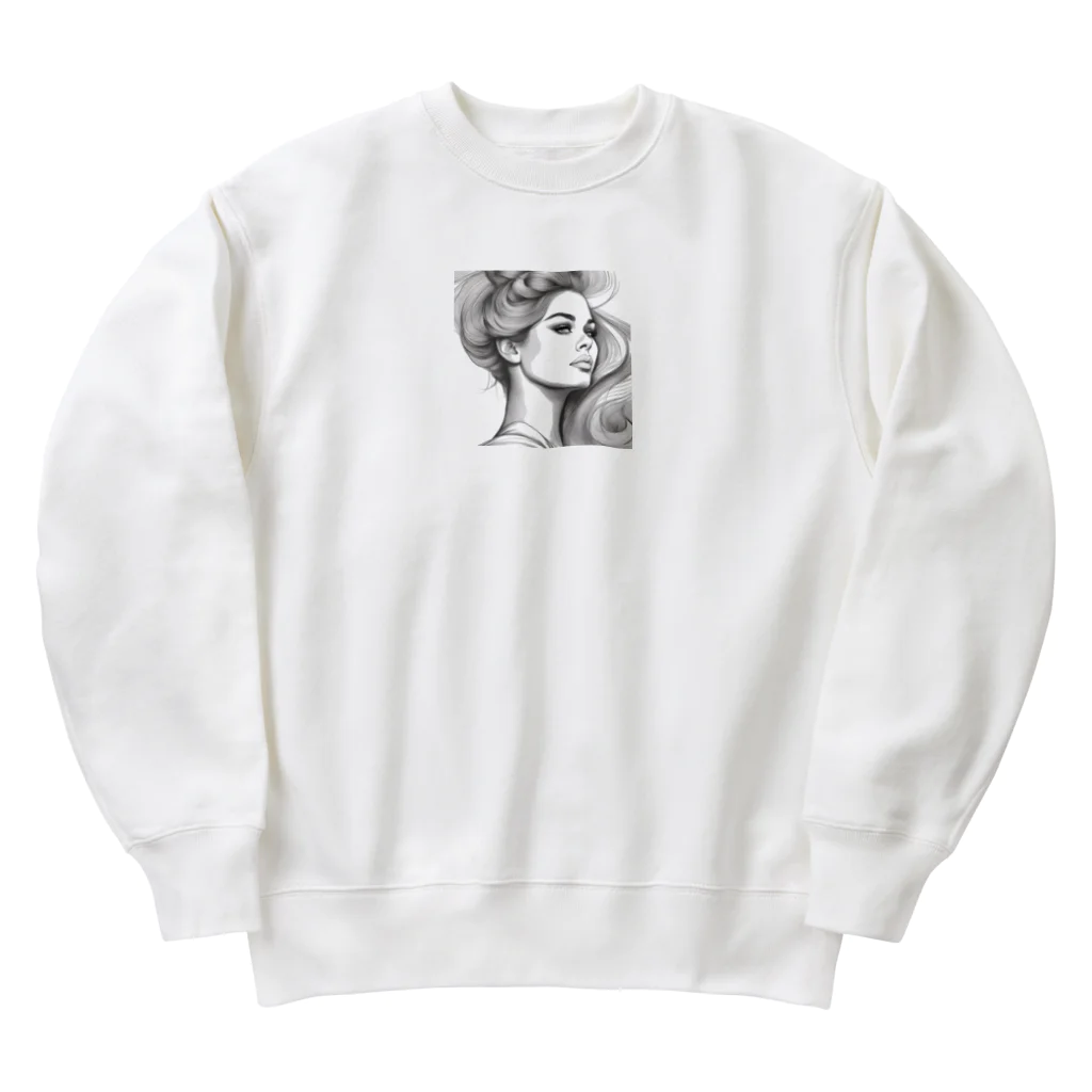 moribouの髪をかき上げる女性アートグッズ Heavyweight Crew Neck Sweatshirt