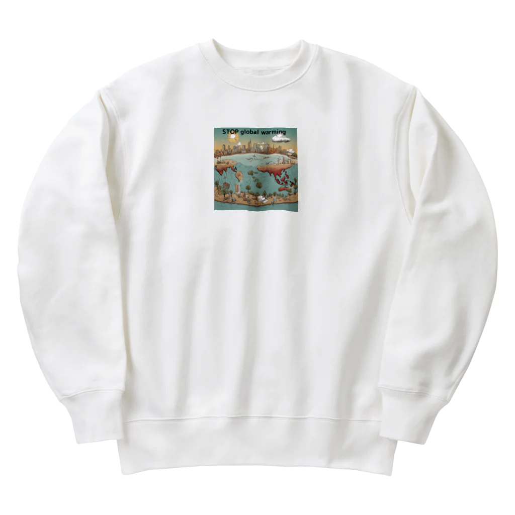 akarityanのstop　地球温暖化 Heavyweight Crew Neck Sweatshirt