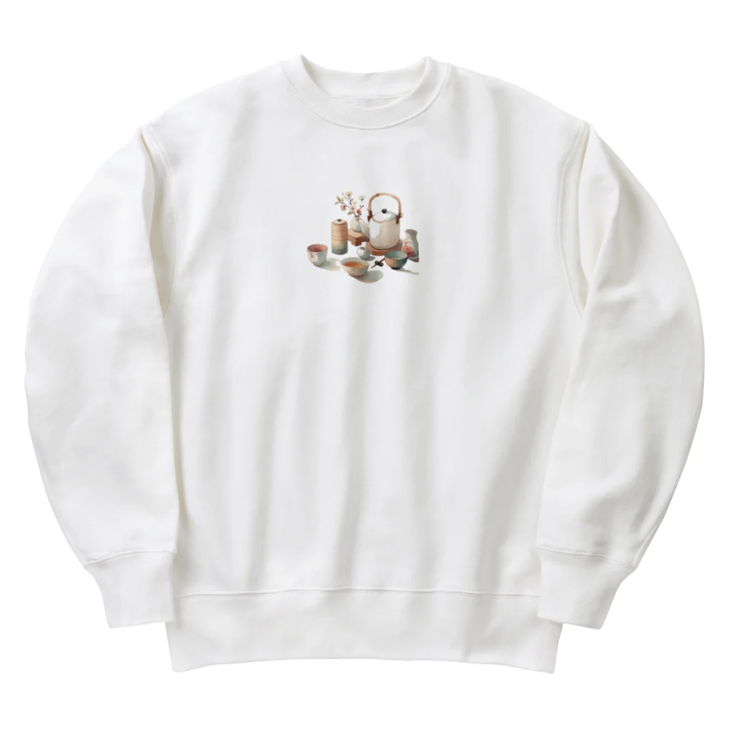 tsuncoの和風な茶器のミニマルデザイン Heavyweight Crew Neck Sweatshirt