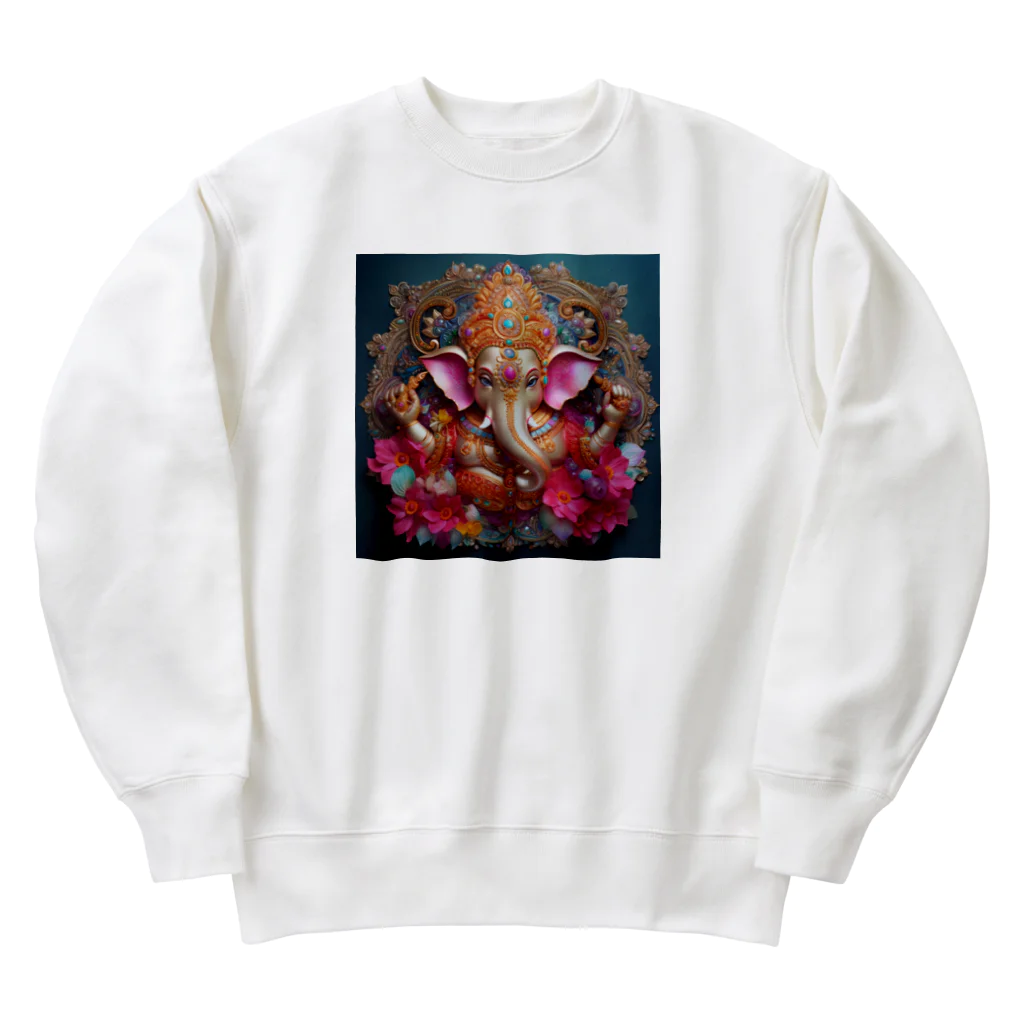 癒しのお部屋の金のガネーシャ Heavyweight Crew Neck Sweatshirt