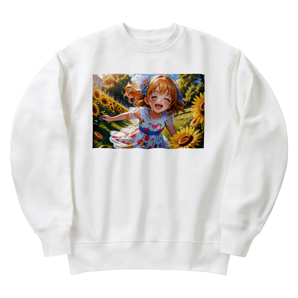 poketuのかわいい少女のイラストグッズ Heavyweight Crew Neck Sweatshirt