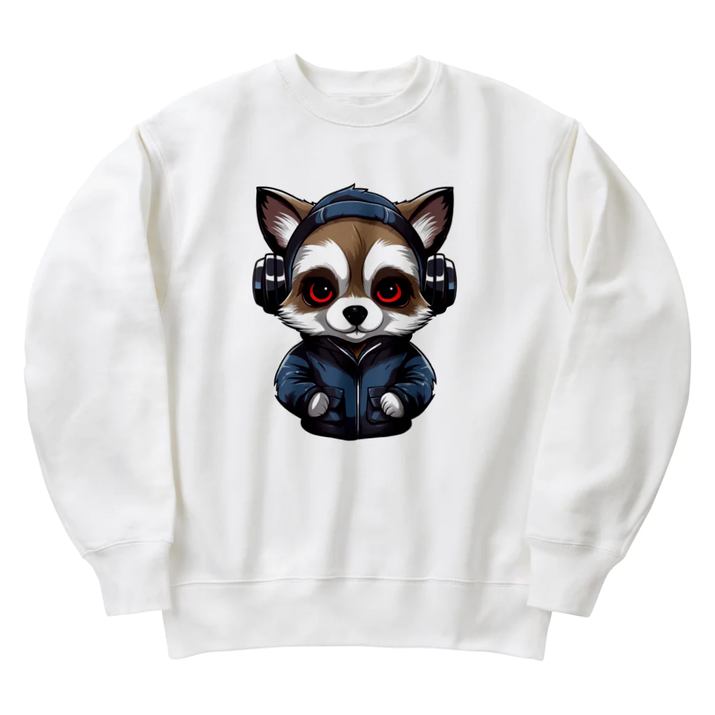 Vasetti_pressのヘッドホンをかけているタヌキ Heavyweight Crew Neck Sweatshirt