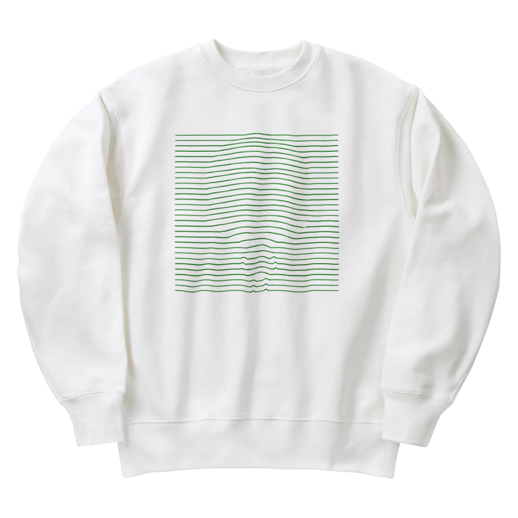 ぽつねん。のぽつねんの線（緑） Heavyweight Crew Neck Sweatshirt