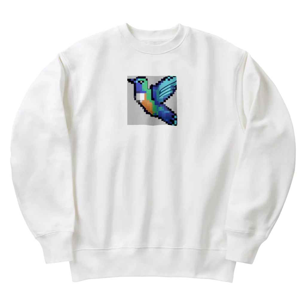 hamusutaroのハチドリピクセルアート Heavyweight Crew Neck Sweatshirt