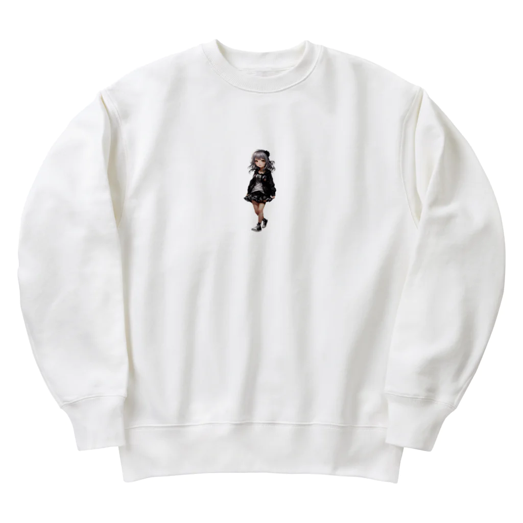 infinexus_dsgnのちびキャラ少女（Silver hair） Heavyweight Crew Neck Sweatshirt