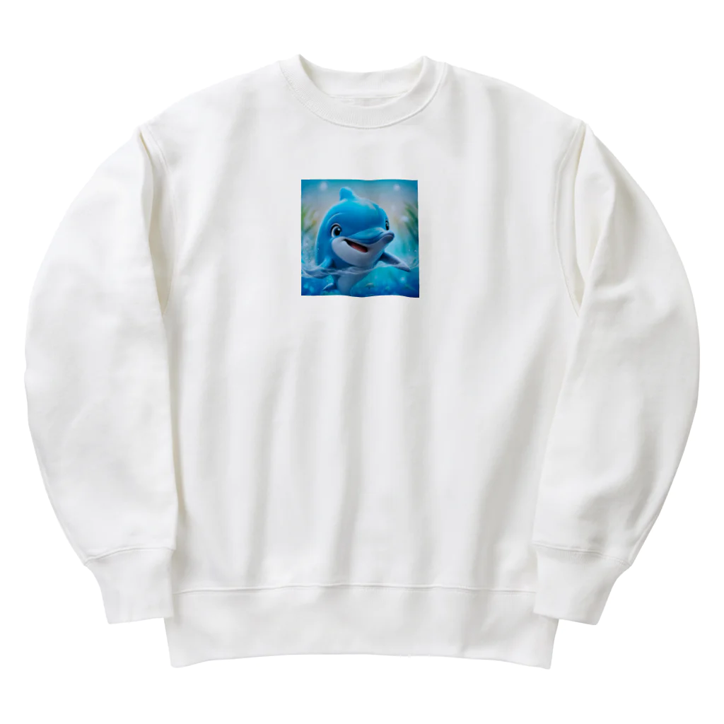 シンプルライフの可愛らしいイルカくん Heavyweight Crew Neck Sweatshirt