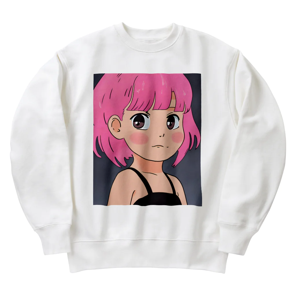 ワンダーワールド・ワンストップのピンク髪の少女② Heavyweight Crew Neck Sweatshirt