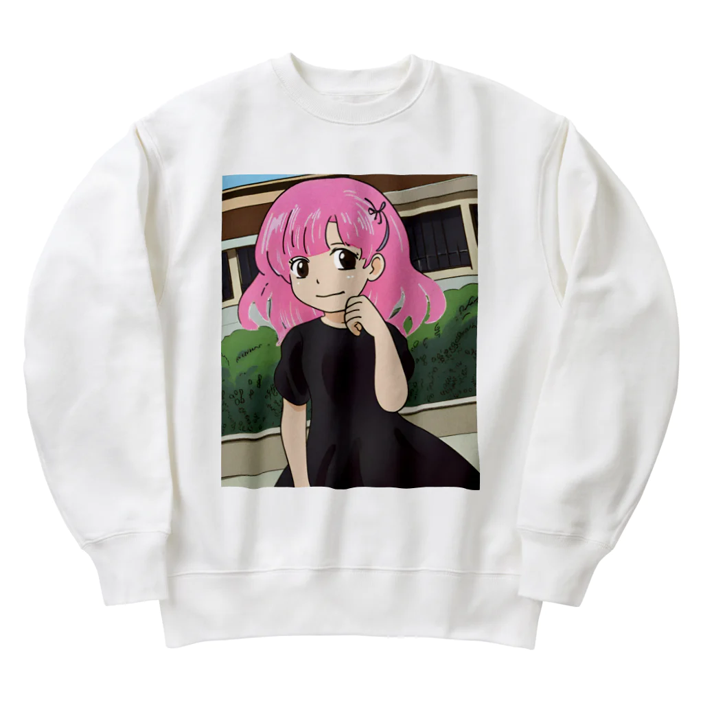 ワンダーワールド・ワンストップのピンク髪の少女③ Heavyweight Crew Neck Sweatshirt